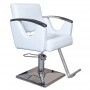 SHR Germany Styling Chair / Stylingstuhl aus weißem Kunstleder und Edelstahl